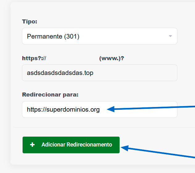 adicionar redirecionamento